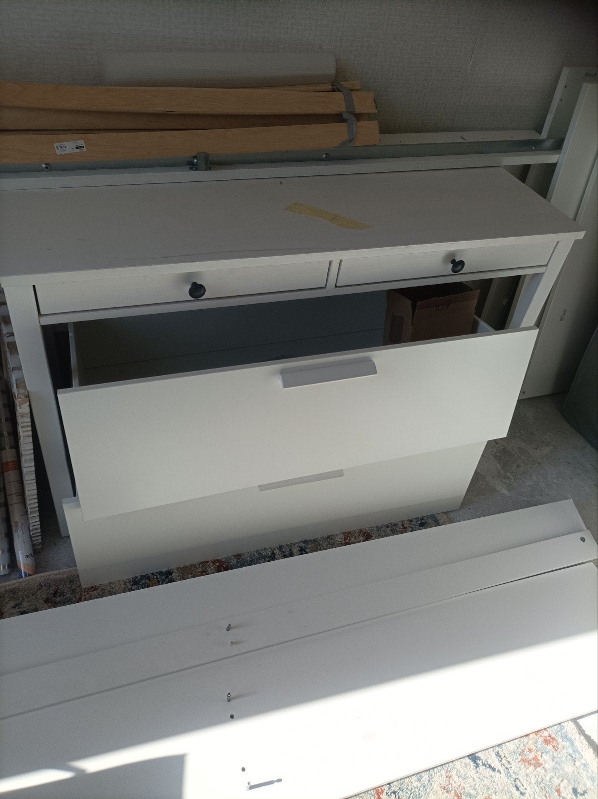witte MDF site table, Huis en Inrichting, Ophalen, 100 tot 150 cm, Zo goed als nieuw, Met lade(s)