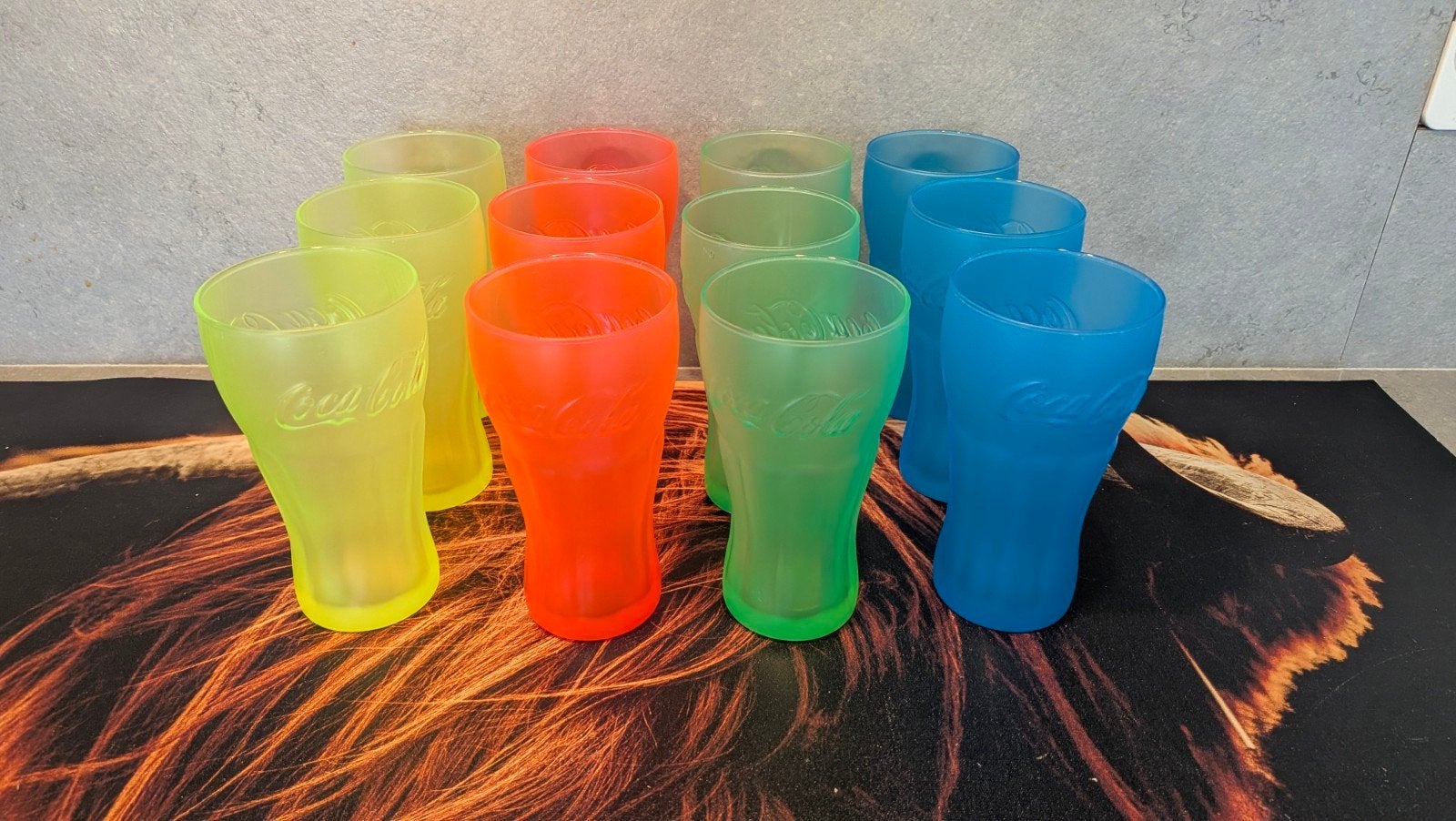 3 sets originele Coca-Cola neon glazen (300 ml), Ophalen, Gebruikt, Meerkleurig, Klassiek