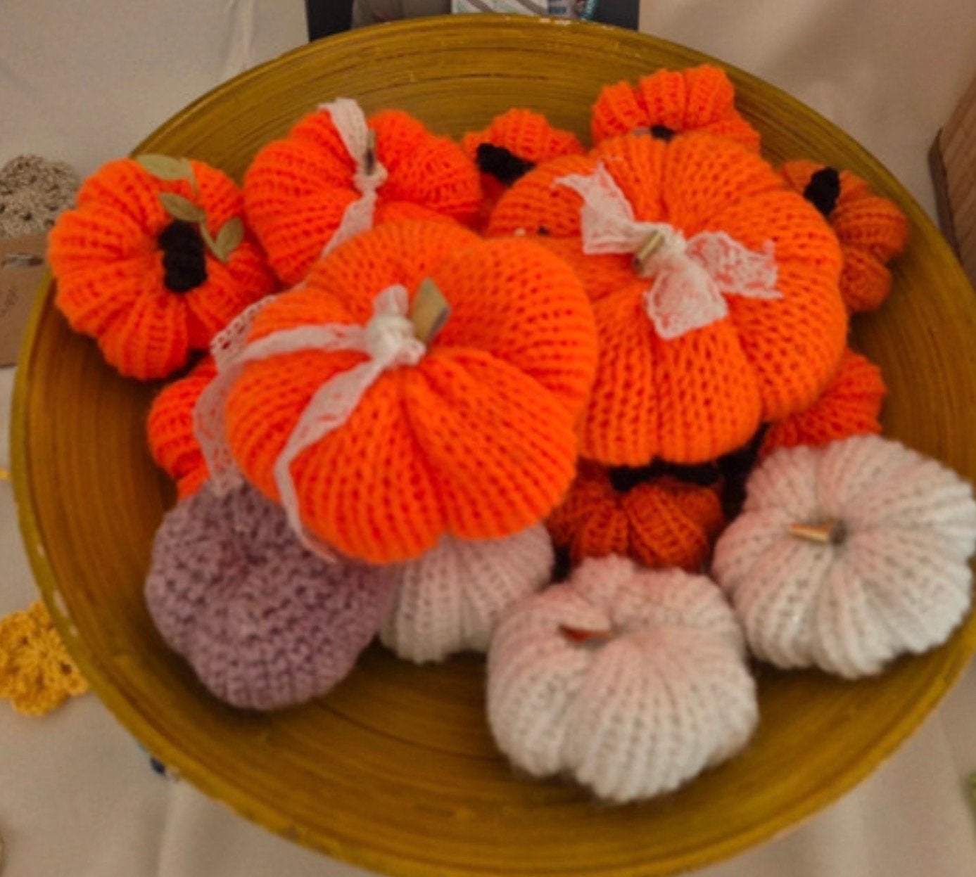 Gebreide Pompoenen - Decoratieve Herfstdecoratie, Meerkleurig, Nieuw, Ophalen of Verzenden, Landelijk