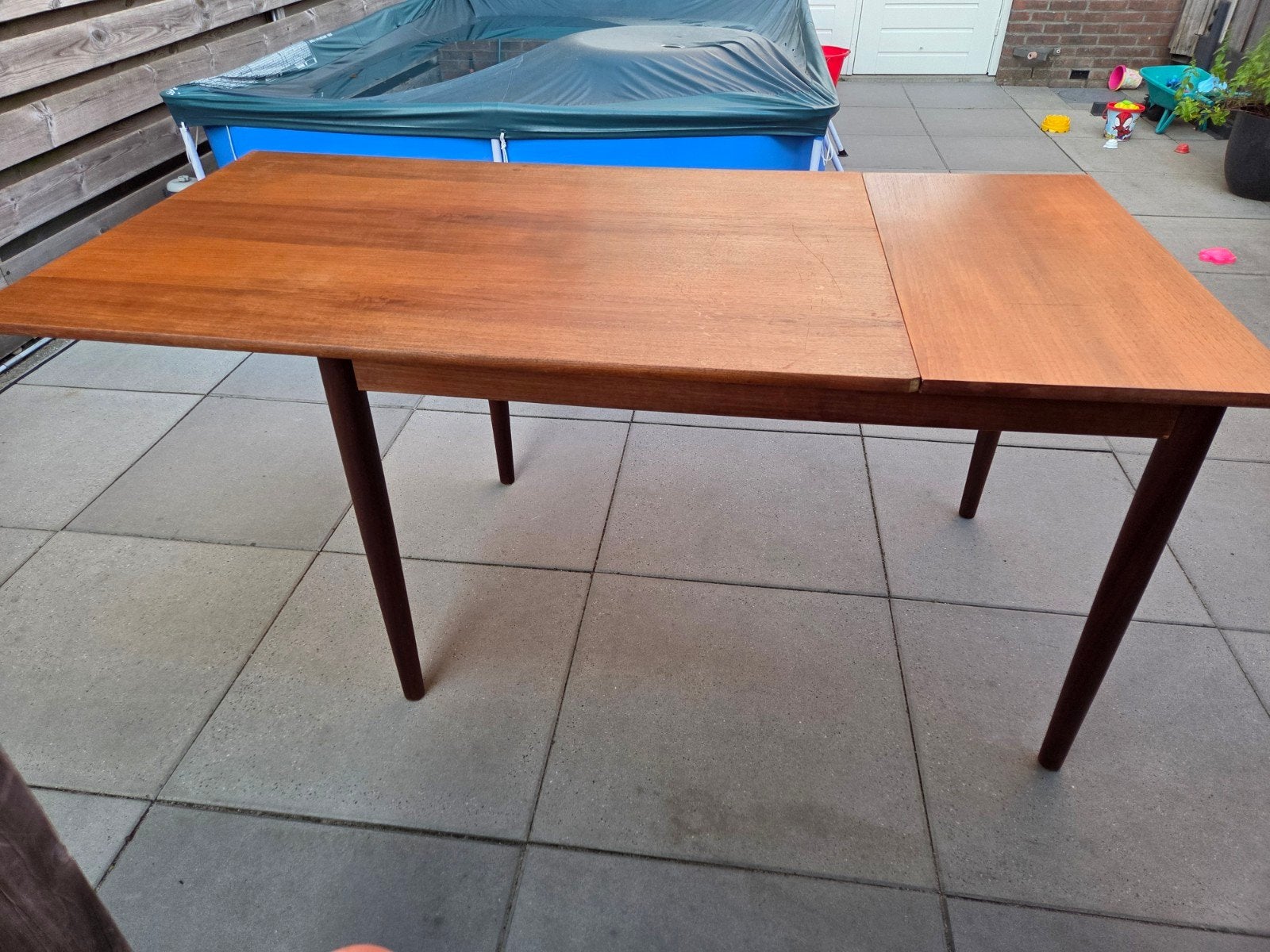 Vintage jaren 60 Teakhouten uitschuifbare eettafel, Ophalen