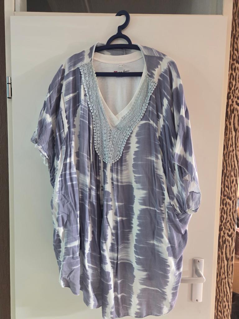Tuniek met tie-dye print en basic ondershirt - Maat 56/58, Wit, Maat 46/48 (XL) of groter, My basic (bonprix), Ophalen of Verzenden