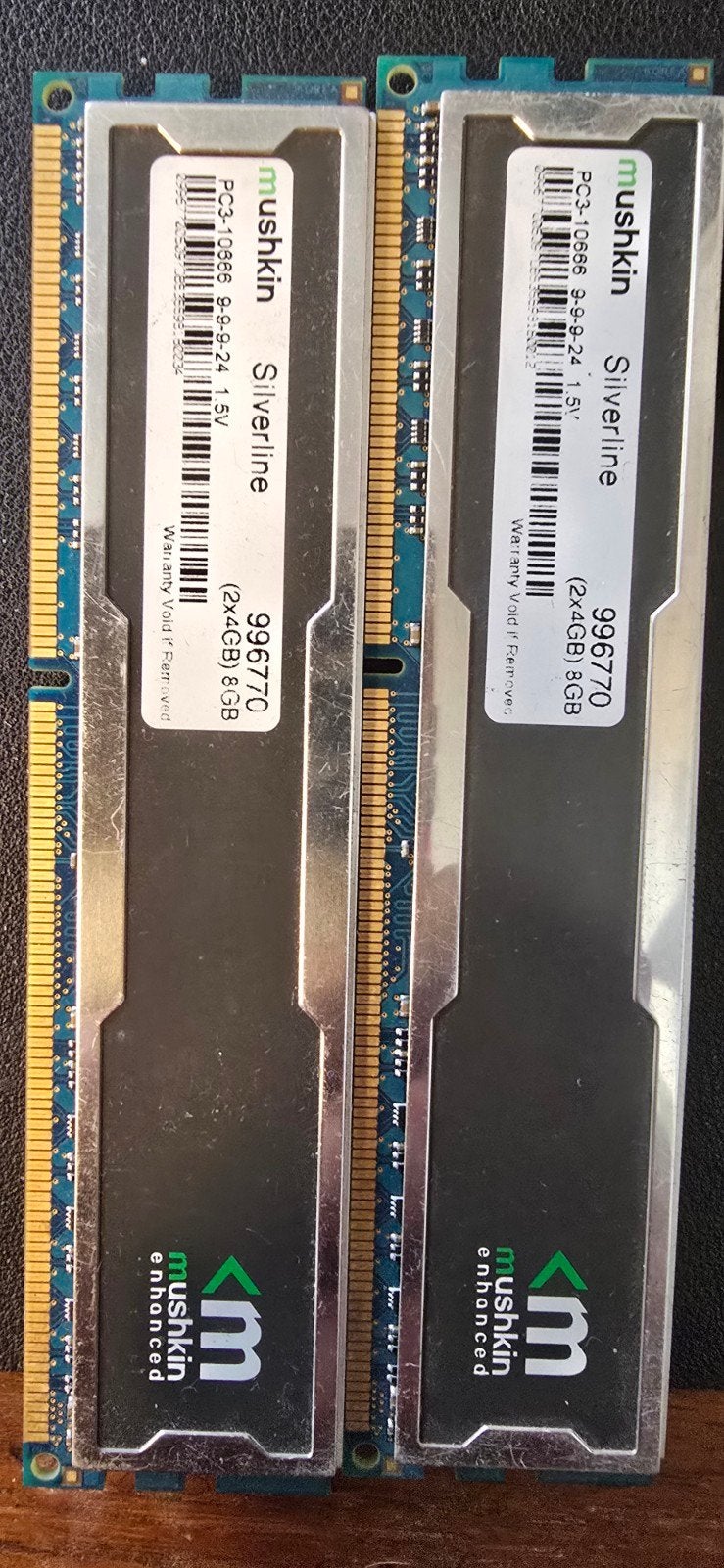 Mushkin Silverline 8GB (2x4GB) DDR3 RAM PC3-10666, Gebruikt, Server, 8 GB, DDR3