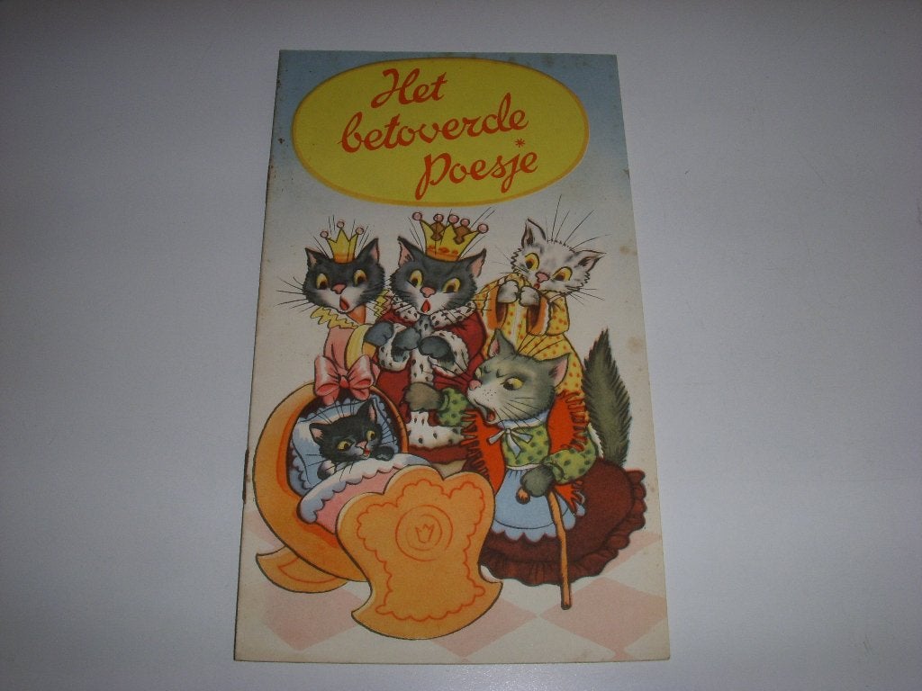 Leuke reclamefolder Het betoverde poesje Felix en Bonzo 1955, Gelezen, Folder, Ophalen of Verzenden, Felix kattenvoer en Bonzo hondenvoer
