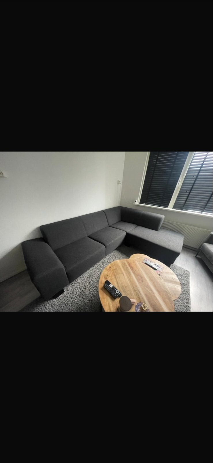 Zwart/grijs bankstel - Hoekbank, Ophalen, 250 tot 300 cm, Gebruikt, 100 tot 125 cm