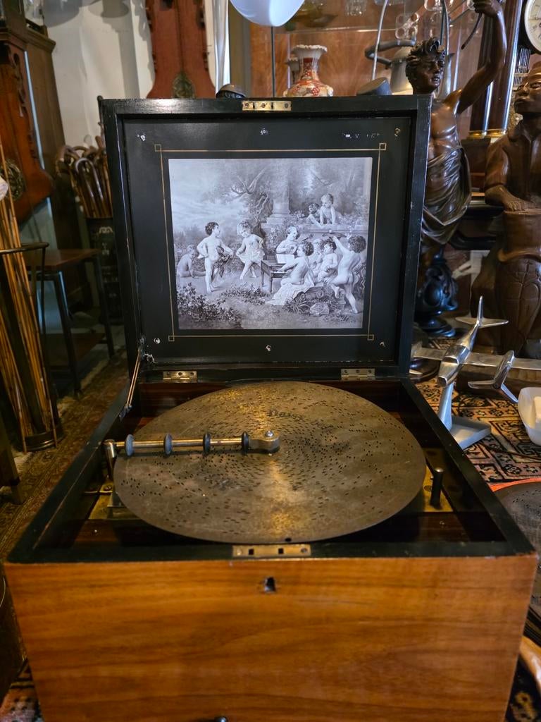 Antieke Polyphon Muziekdoos met Schijven - Ca. 1895-1905, Antiek en Kunst, Antiek | Overige Antiek, Ophalen of Verzenden