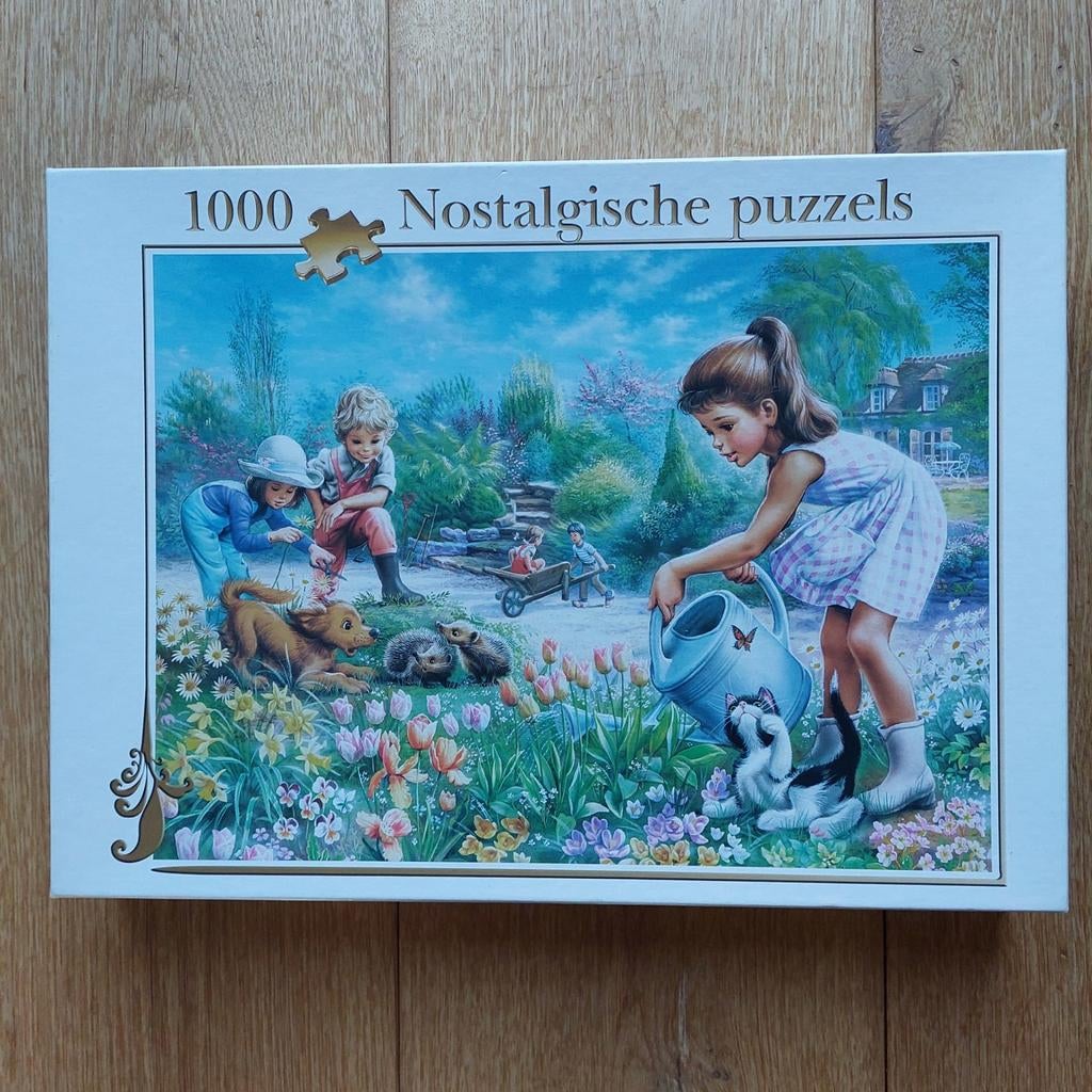 Puzzel tuinidylle 'Martine in de tuin' 1000 stukjes, Ophalen, 500 t/m 1500 stukjes, Zo goed als nieuw