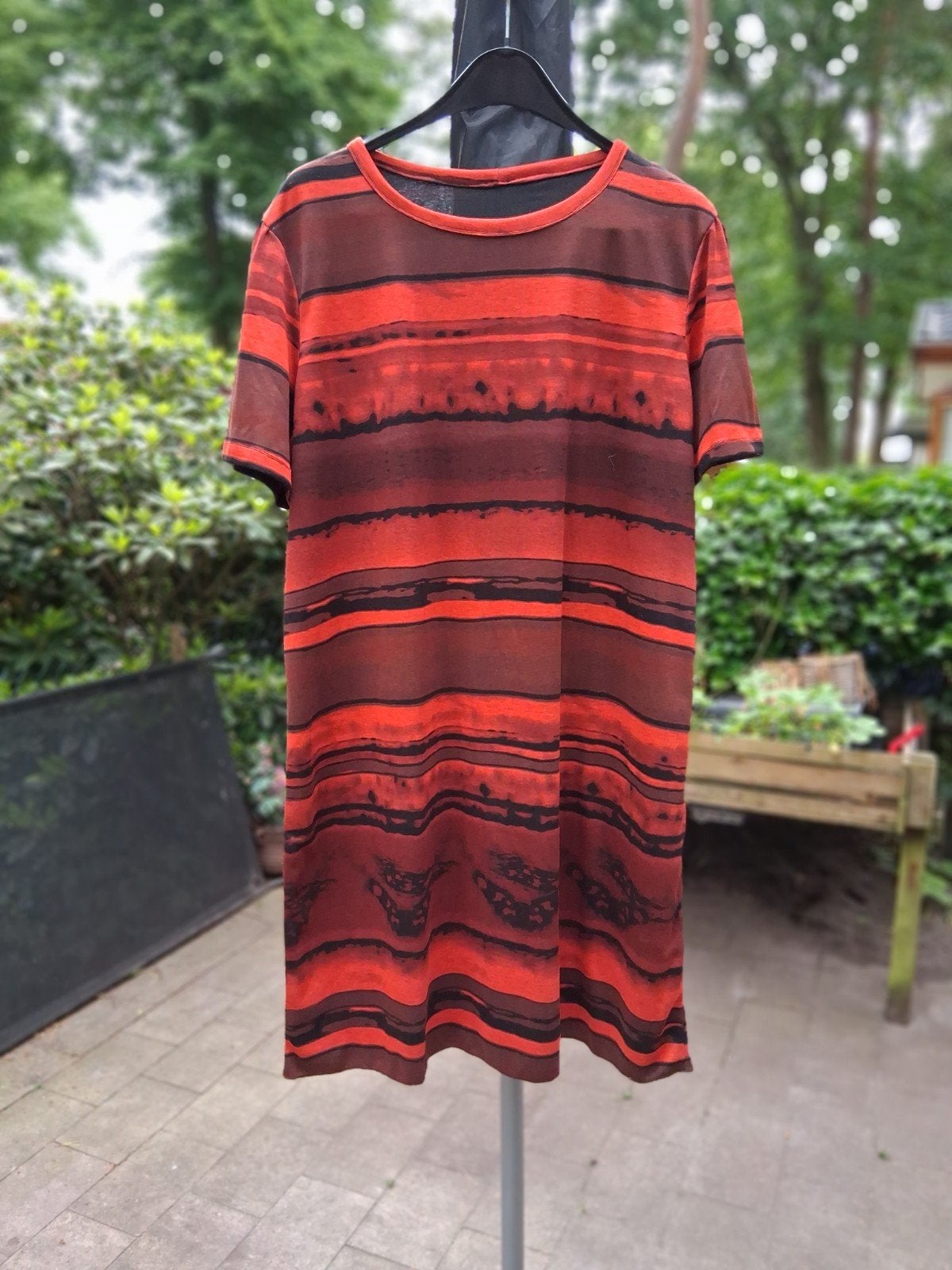 Zomerse jurk met abstracte print maat L, Maat 38/40 (M), Ophalen of Verzenden, Gedragen, Boven de knie