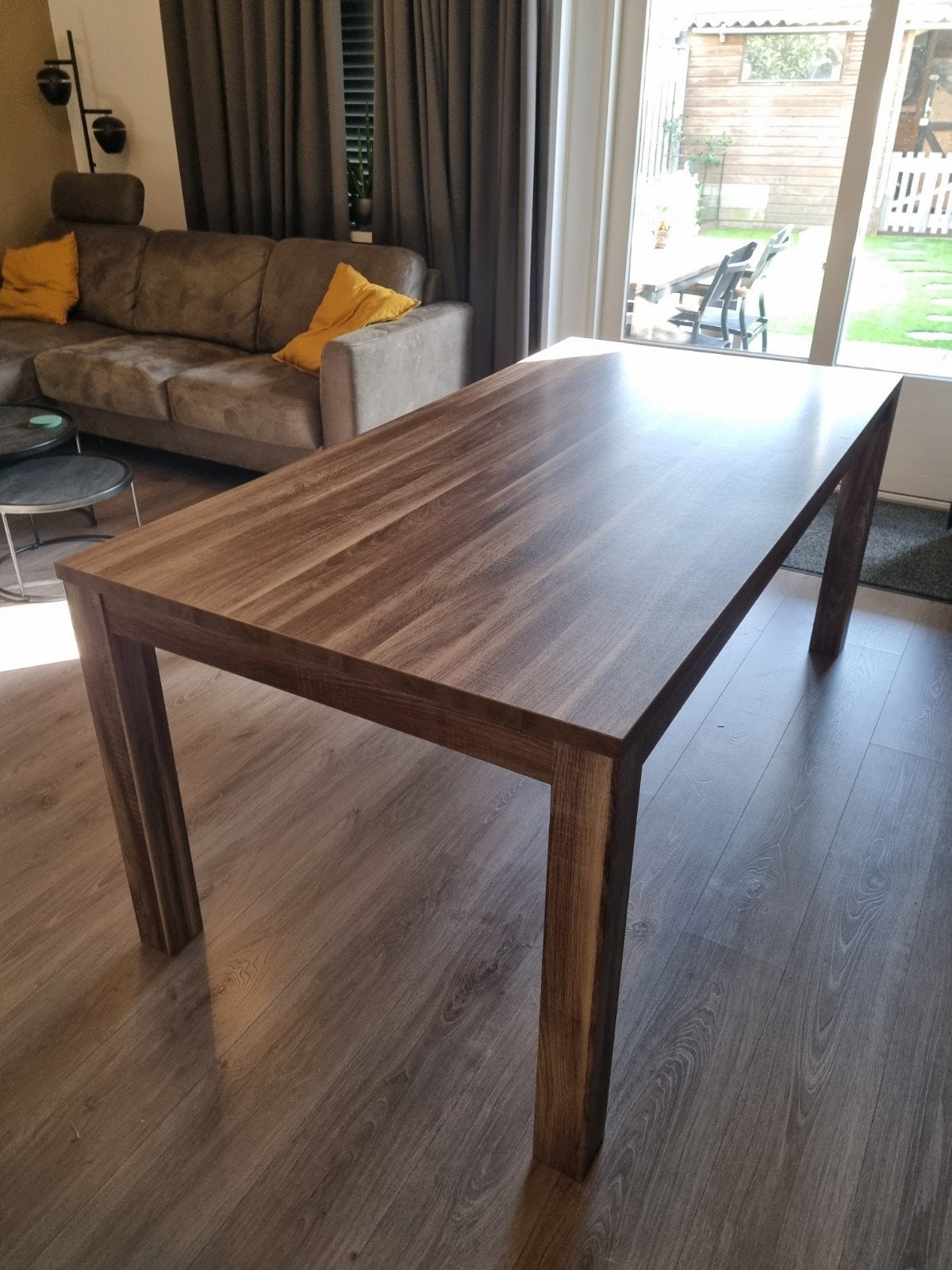 Fineer houten eettafel 180×90 cm, Ophalen, Gebruikt, 50 tot 100 cm, Vijf personen of meer