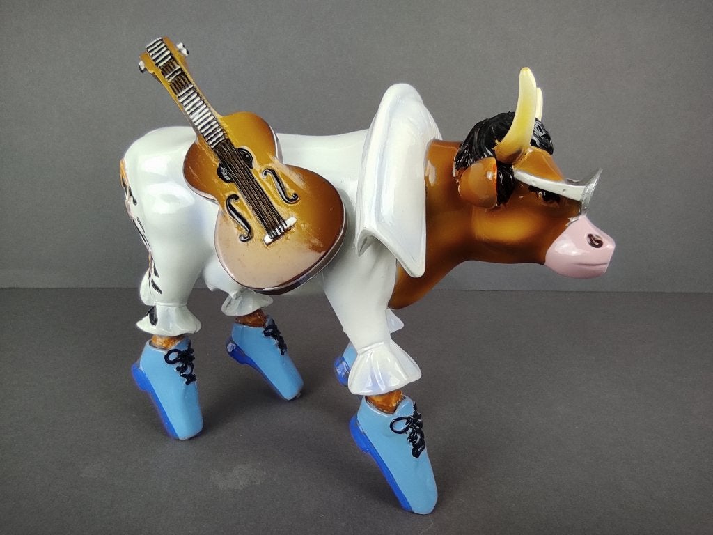 CowParade / Cow Parade Koe "Rock'n Roll" MEDIUM, Antiek en Kunst, Ophalen of Verzenden, Beeld, Meerkleurig, Handgemaakt