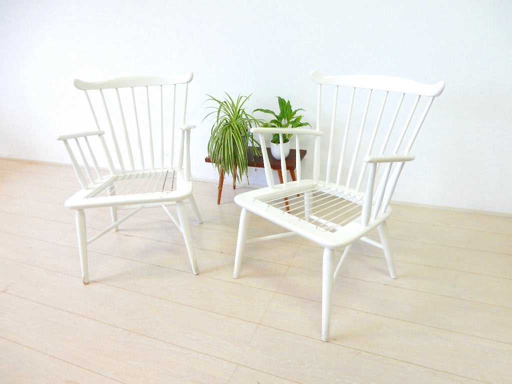 vintage fauteuil BORGE MOGENSEN jaren 50 spijlenstoel, Gebruikt, ., Vintage, 75 tot 100 cm