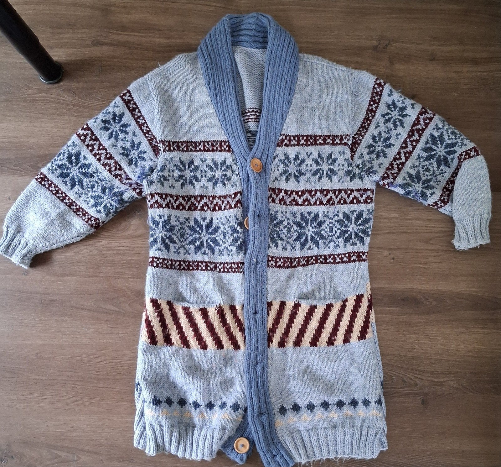 Gebreid vest met Noorse print - Maat 46/48/50, Ophalen of Verzenden, Gedragen, Maat 46/48 (XL) of groter, Grijs