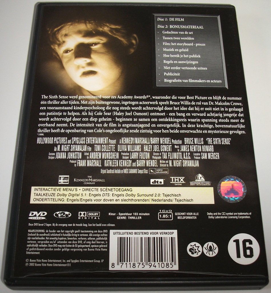 Dvd *** SIXTH SENSE *** 2-Disc Set DeLuxe Edition, Engels, Vanaf 16 jaar, Nederlands, Ophalen of Verzenden