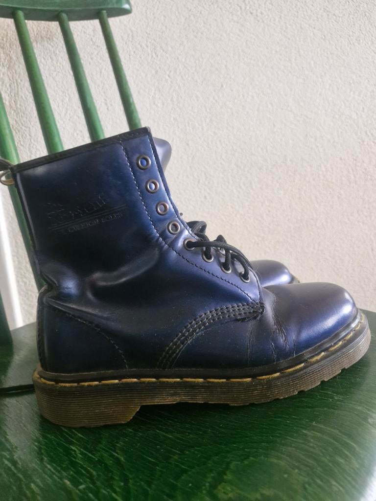 Dr. Martens metallic petrol/blauw maat 38.5, Blauw, Lage of Enkellaarzen, Ophalen of Verzenden, Dr. Martens