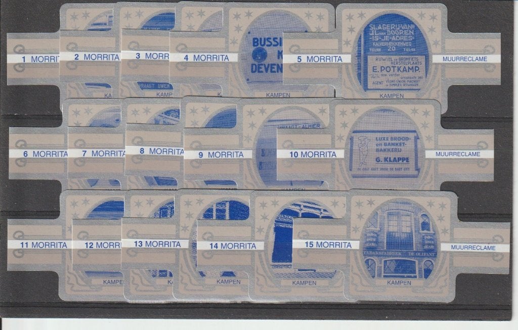 reeks 1934   muurreclame  1-15   sigarenbanden, Verzamelen, Ophalen of Verzenden, Zo goed als nieuw, Sigarenbandjes