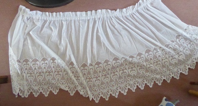 Witte vintage vitrage gebruikt 122 cm breed, Ophalen of Verzenden, Gebruikt, Vitrage