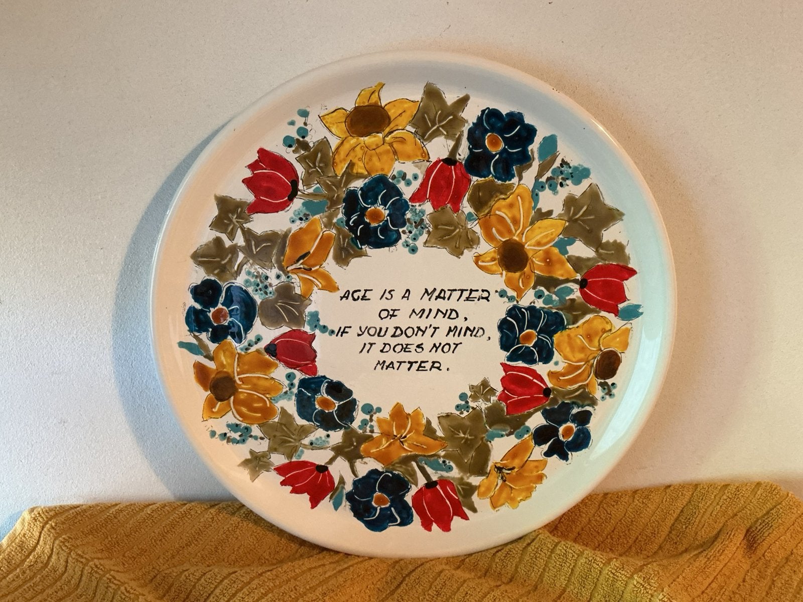 BIJZ.MOOI BESCHILDERD BORD, met Bloemen  in WARME KLEUREN!, Ophalen of Verzenden