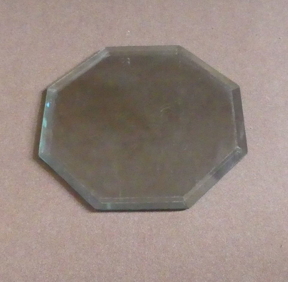 Achthoekig glasplateau geslepen glas, Gebruikt, Schaal, Ophalen of Verzenden, Glas