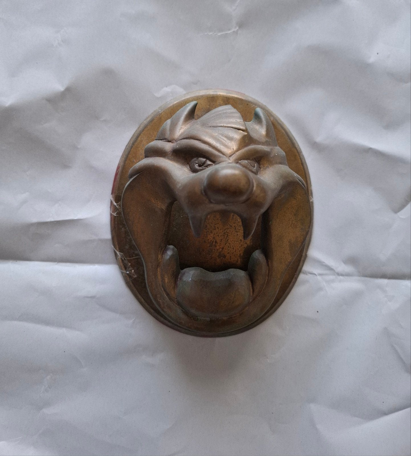 Unieke Vintage Taz / Tasmanian Devil Brass Deurklopper (Loon, Verzamelen, Ophalen of Verzenden