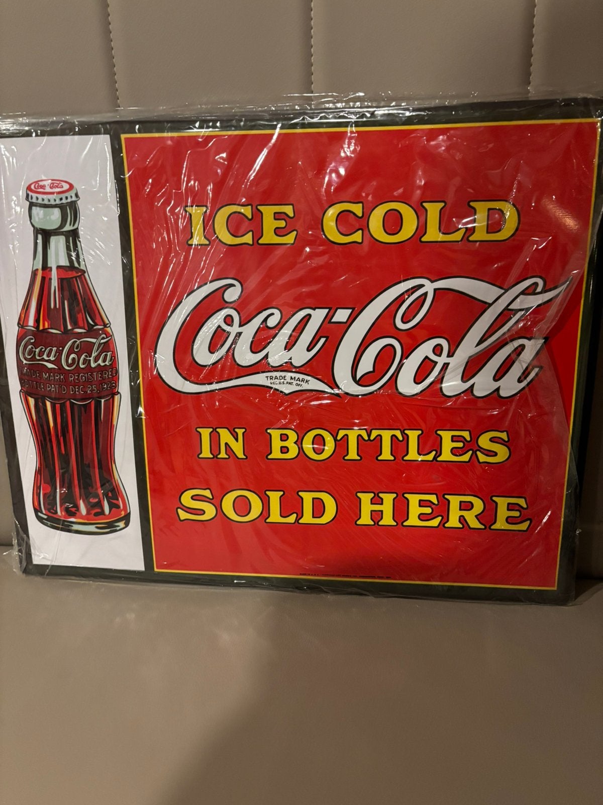 Vintage Coca-Cola Reclamebord - Ice Cold in Bottles, Ophalen of Verzenden, Nieuw, Reclamebord