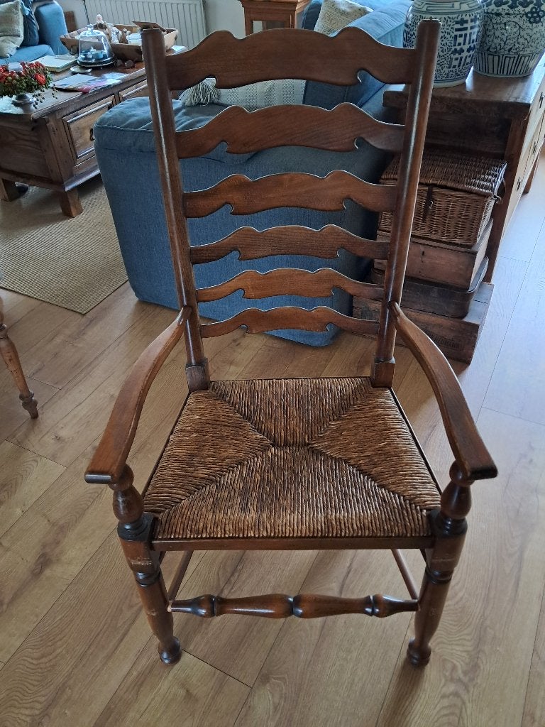 Houten stoel met rieten zitting, Huis en Inrichting, Stoelen, Ophalen, Gebruikt, Bruin, Landelijk