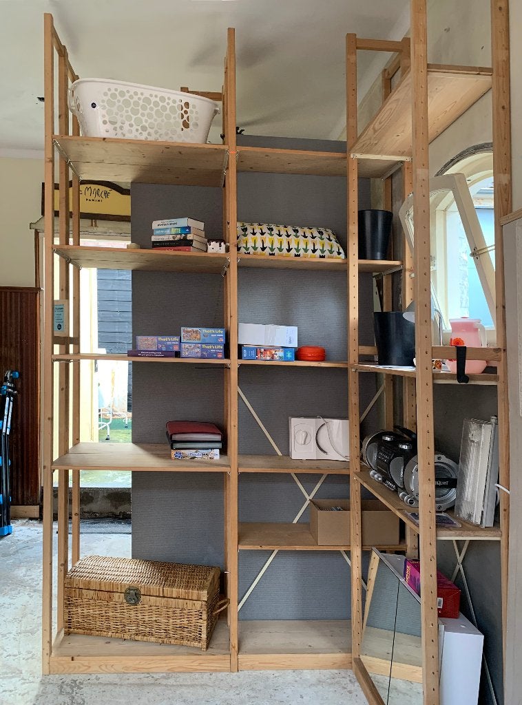 Houten stellingkast - schappenstelling met legborden, Huis en Inrichting, Ophalen, Gebruikt