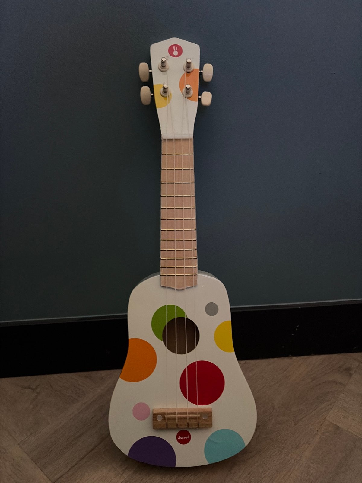 Janod Houten Ukelele met Kleurrijke Stippen, Ophalen of Verzenden, Zo goed als nieuw, Ukelele