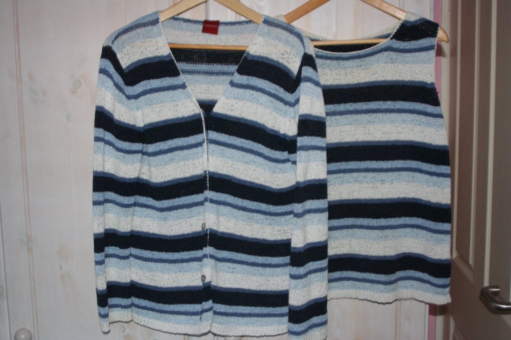 Olsen gestreepte top en vest set - Maat 40, Maat 38/40 (M), Olsen, Blauw, Ophalen of Verzenden