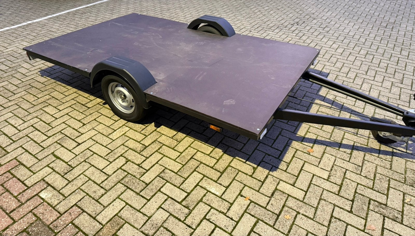 Platte aanhangwagen/trailer, Ophalen, Zo goed als nieuw