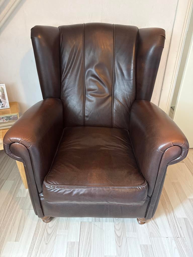 Leren fauteuil - Comfortabele stoel met karakter, Huis en Inrichting, Fauteuils, Ophalen of Verzenden, Gebruikt, Leer, 75 tot 100 cm