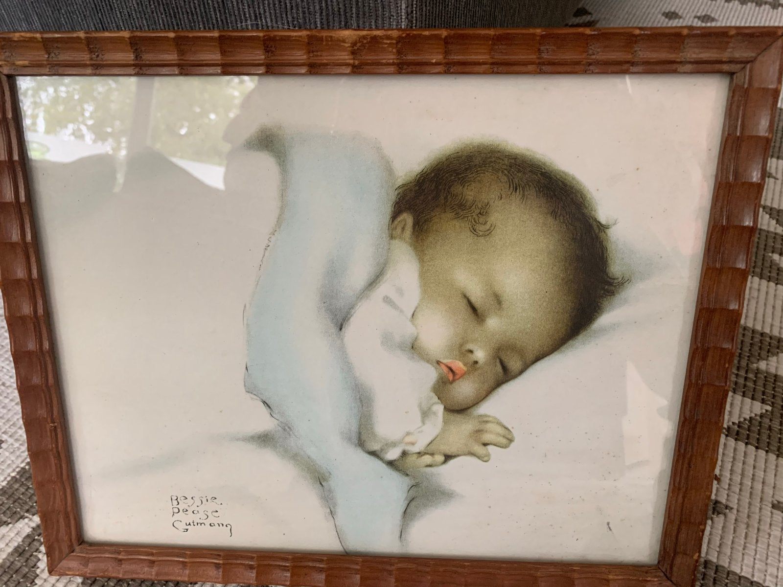 Vintage print slapende baby van Bessie Pease Gutmann, Portret of Personen, Ophalen of Verzenden, Gesigneerd, Print