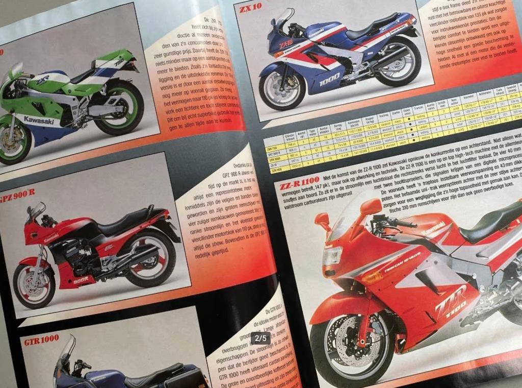 KAWASAKI brochure met alle modellen uit 1990., Motoren, Ophalen of Verzenden, Kawasaki