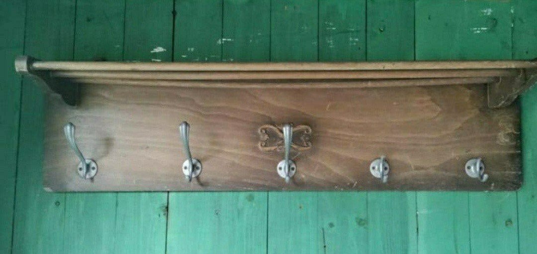 KAPSTOK,Vintage,Retro,bruin,hout,1930,landelijk,5 haken, Antiek en Kunst, Ophalen