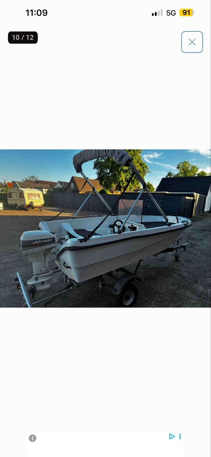 Johnson Consoleboot met Buitenboordmotor en Trailer, Watersport en Boten, Ophalen of Verzenden, Gebruikt