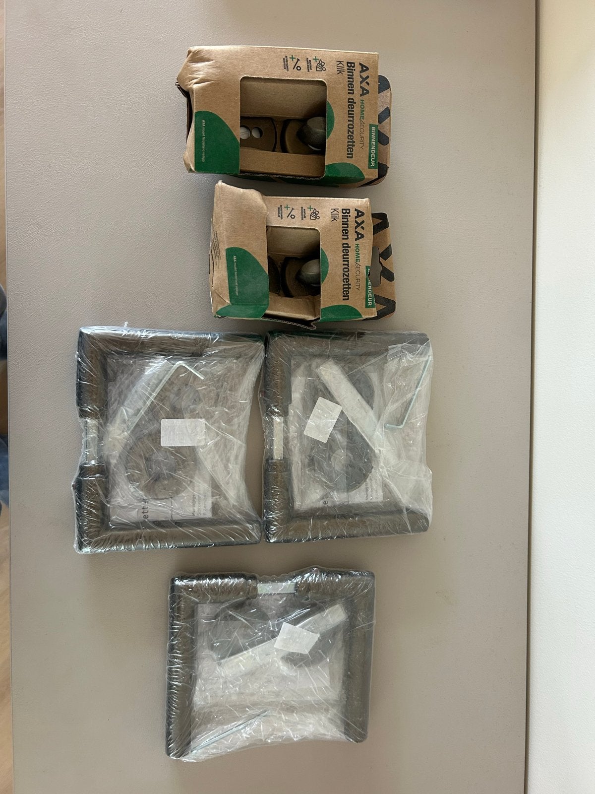 3x AXA Deurbeslag Koper - Nieuw in Verpakking, Ophalen of Verzenden, Nieuw, Koper of Messing, Klink of Kruk