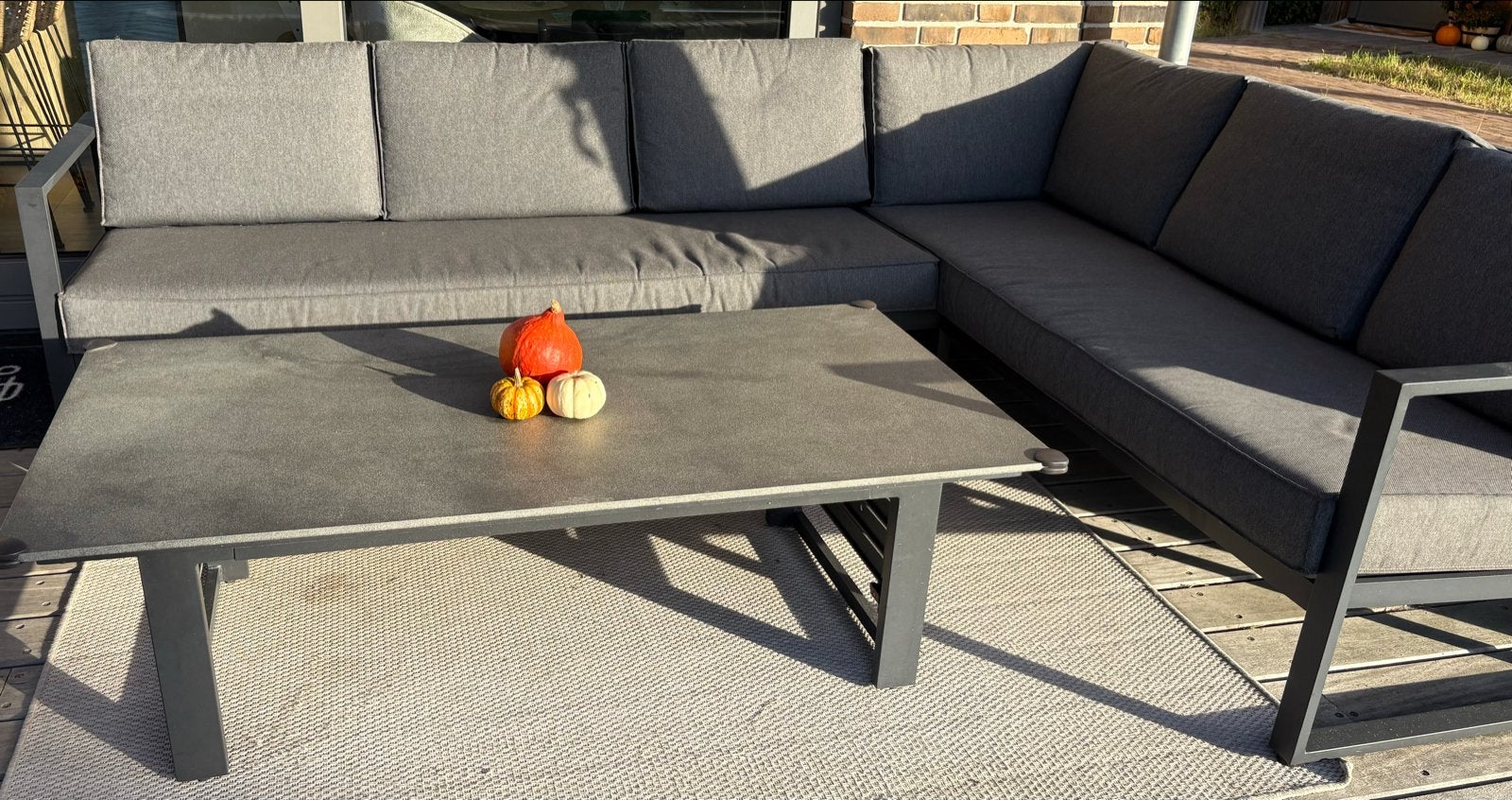 Lounge salontafel buiten - Zo goed als nieuw, Ophalen, 6 zitplaatsen, Bijzettafel, Aluminium