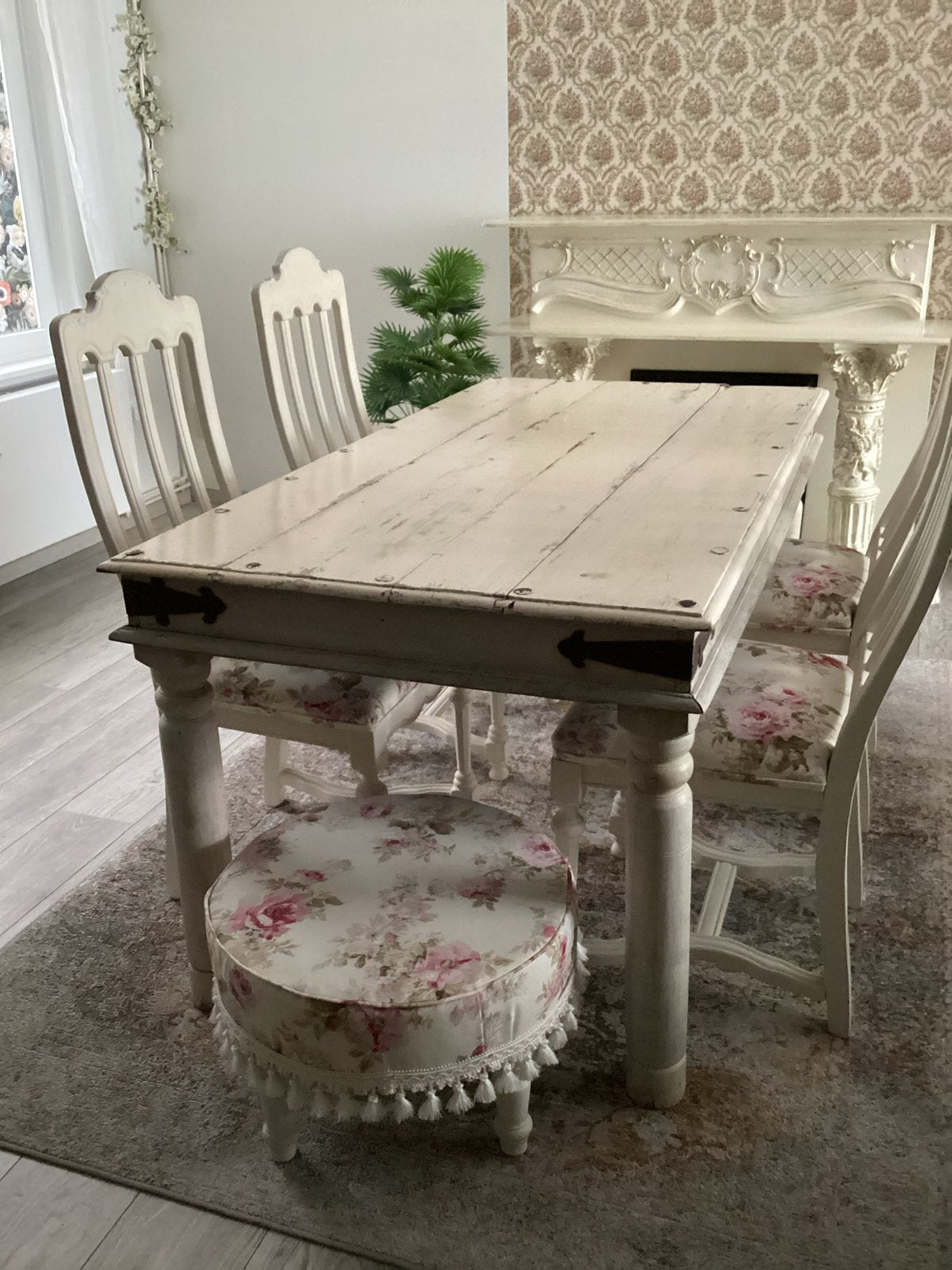 COMPLETE EETKAMER  LANDELIJKE / SHABBY CHIC ROMANTIC 6 ST., Ophalen, Gebruikt, ROMANTISCH / SHABBY CHIC / LANDELIJK, 50 tot 100 cm