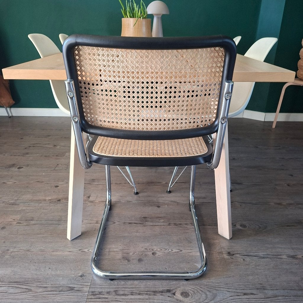 16x Thonet stijl Cesca Breuer buisframe stoel Rotan webbing, Hout, Zwart, Vintage Bauhaus retro design Japandi Scandinavisch, Nieuw
