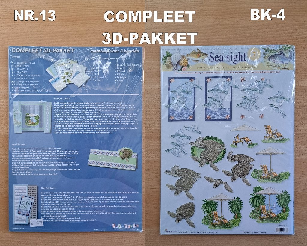 nr.13 COMPLEET 3D-PAKKET SEA LIFE VOOR KAARTEN MAKEN, Hobby en Vrije tijd, Kaarten | Zelf maken, Ophalen of Verzenden, Nieuw, Overige thema's