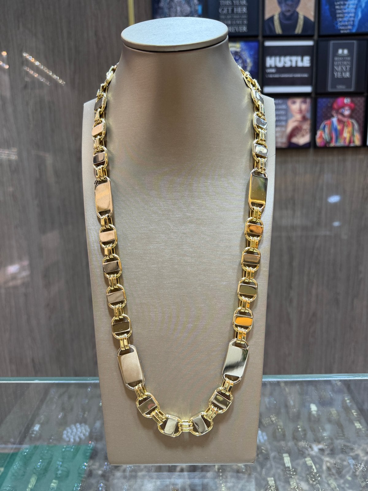 18KT Goud - 156.9 Gram-Ketting -PLATTE MAGNUM - Herenketting