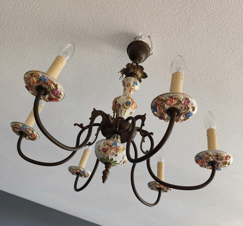 Kroonluchter Capodimonte gekleurd porcelain, Ophalen