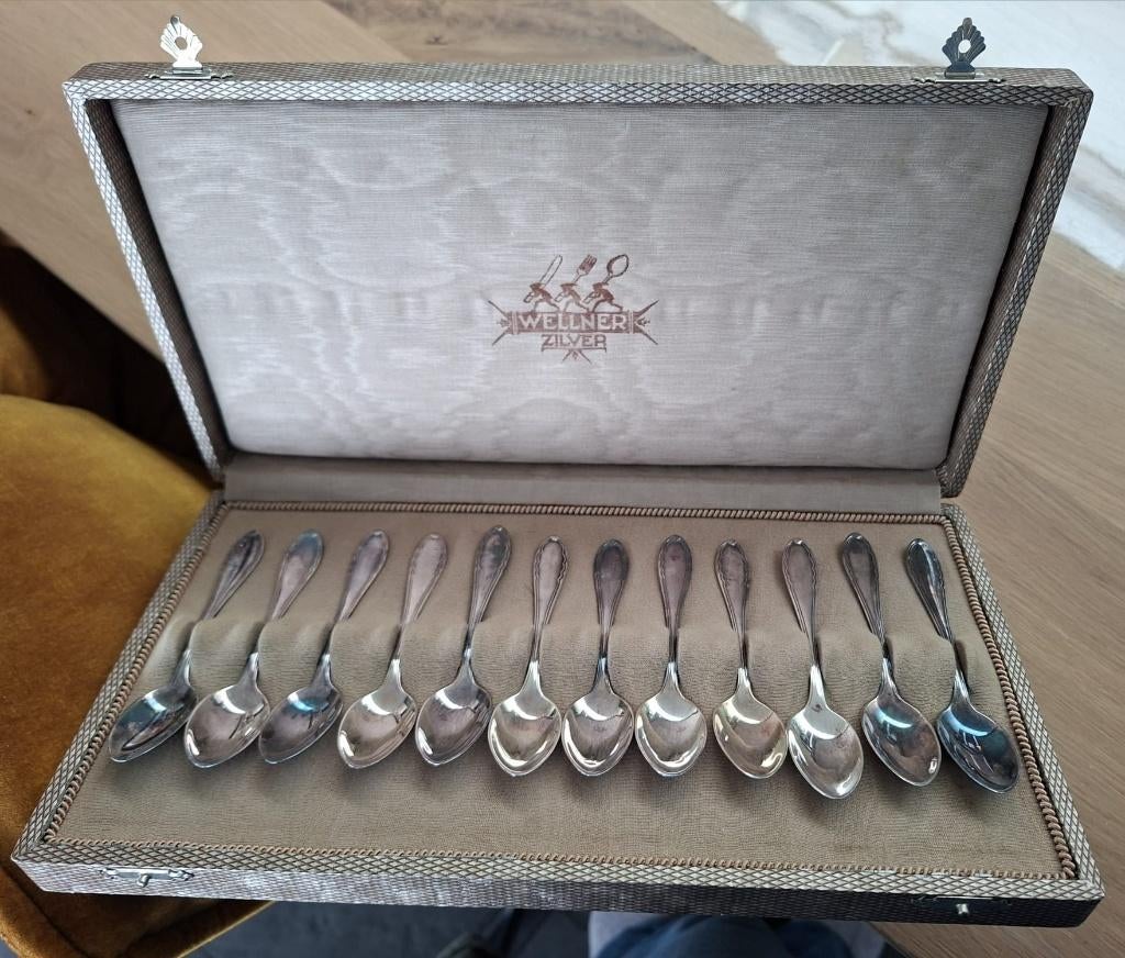 12 zilveren lepeltjes Oneida, Antiek en Kunst, Antiek | Bestek, Ophalen of Verzenden
