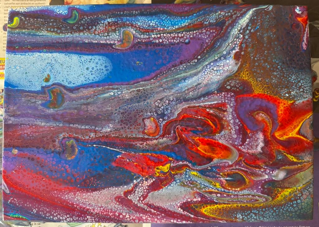 Canvas 29,5x21 acrylic pouring, Ophalen of Verzenden