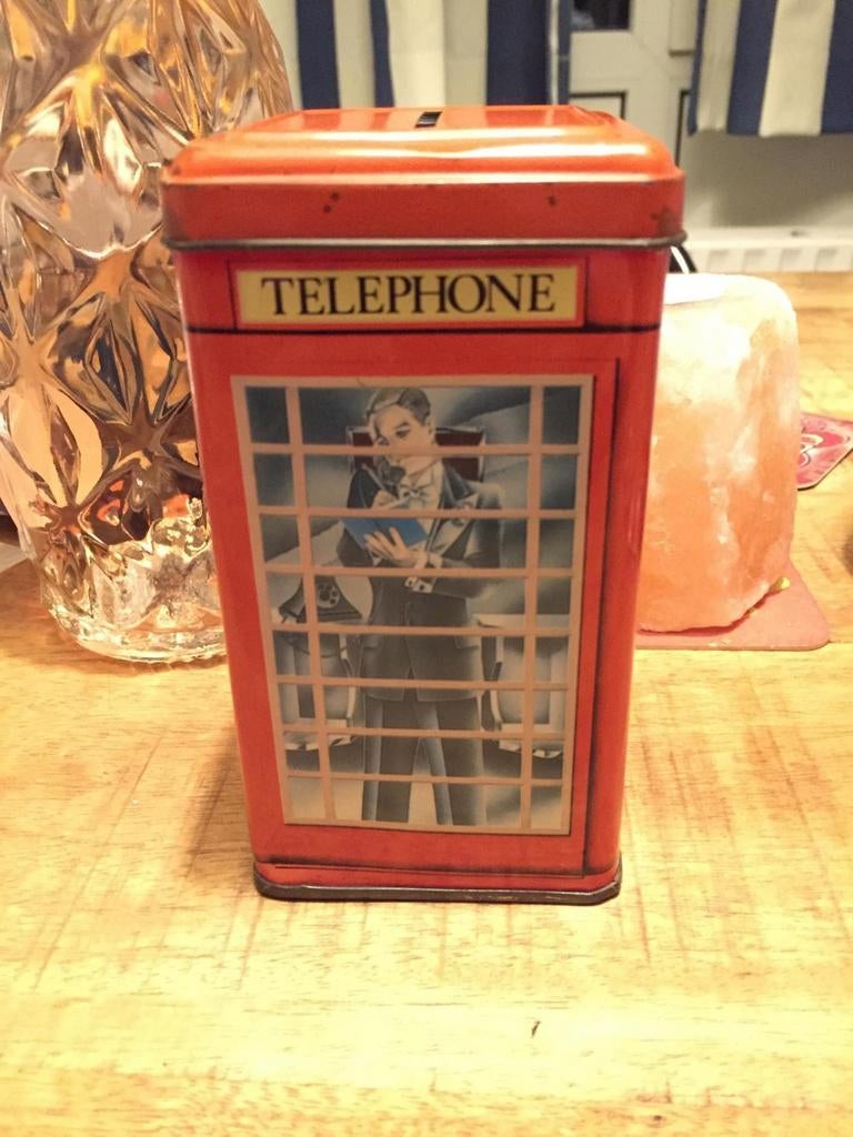 Vintage Telefooncel Blikken Bus spaarpot, Minder dan 50 cm, Gebruikt, Overige materialen, Minder dan 50 cm