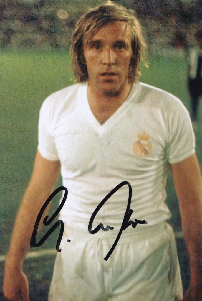 REAL MADRID Gunter Netzer (1944) FOTO ECHTE handtekening, Verzenden, Zo goed als nieuw, Buitenlandse clubs, Overige typen