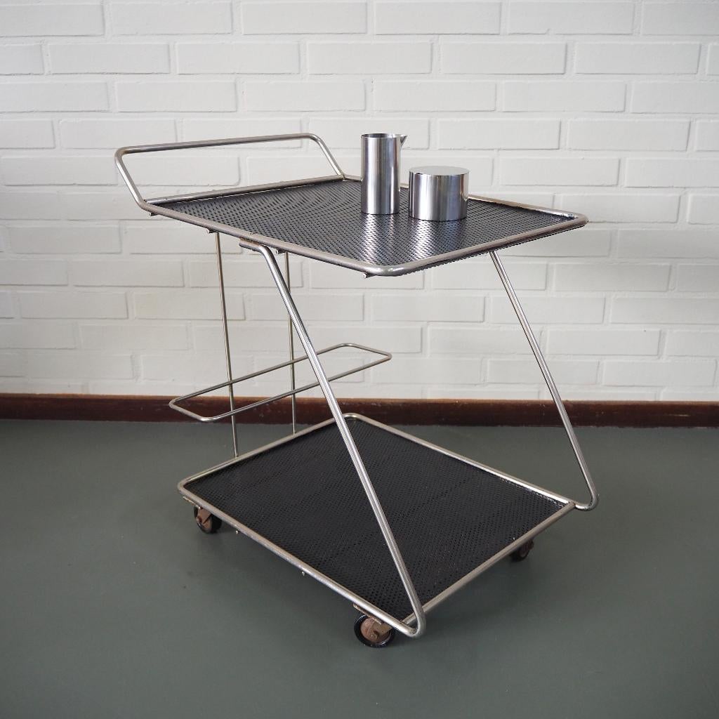 Vintage design Serveerwagen Bijzettafel Pilastro / Mategot, 45 tot 60 cm, Minder dan 55 cm, Metaal of Aluminium, Ophalen of Verzenden