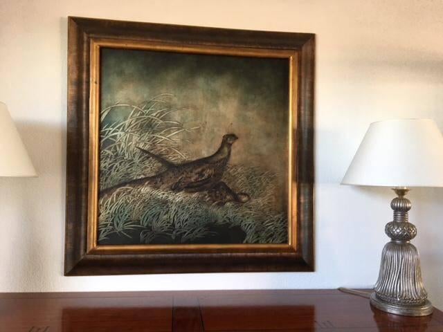Schilderij van fazanten in brons, Antiek en Kunst, Kunst | Schilderijen | Klassiek, Ophalen