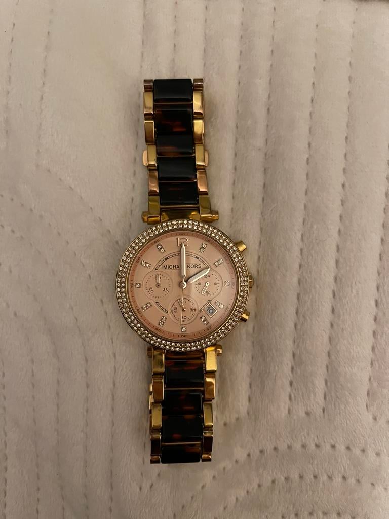 Michael Kors horloge Tortoise, Sieraden, Tassen en Uiterlijk, Horloges | Dames, Ophalen of Verzenden, Zo goed als nieuw, Staal
