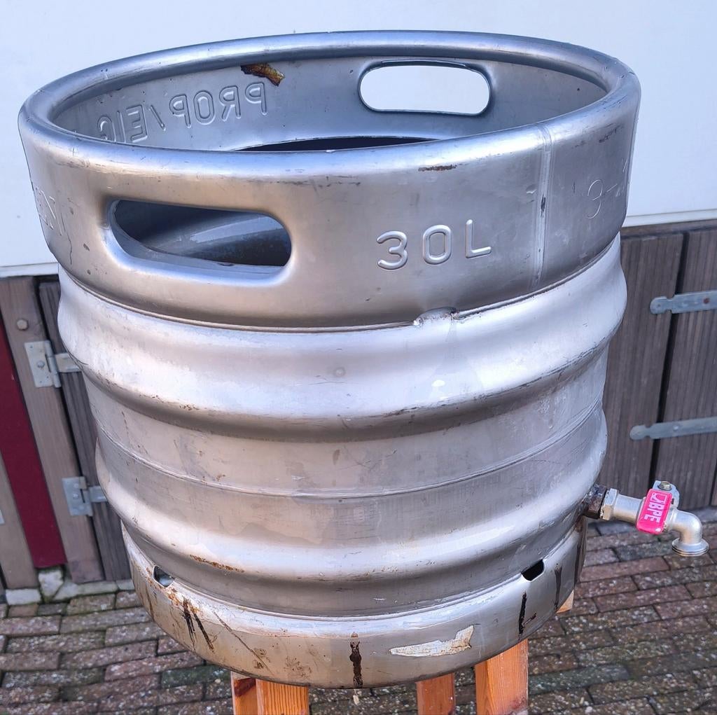 RVS Ketel /Biervat open met kraan 30L, Hobby en Vrije tijd, Overige Hobby en Vrije tijd, Ophalen, Gebruikt