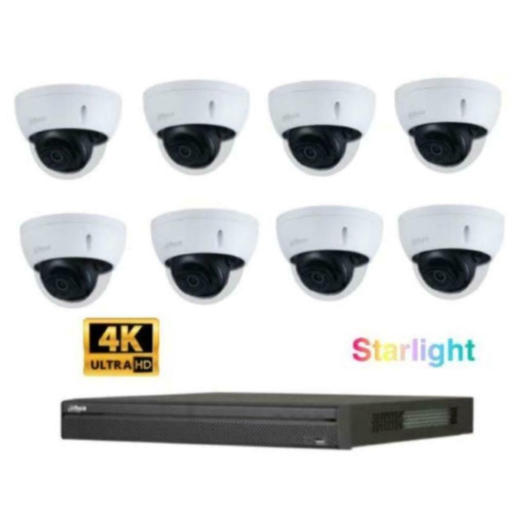 8MP Dahua IP PoE Starlight camera set/NVR + 8x camera's, Ophalen of Verzenden, Nieuw, Buitencamera