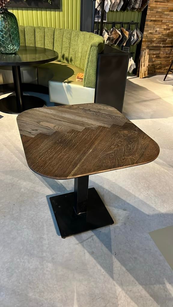 Horeca Visgraad Eettafel | 70x80 cm | Verjongd Eikenhout, Huis en Inrichting, 50 tot 100 cm, Eikenhout, Nieuw, Ophalen of Verzenden